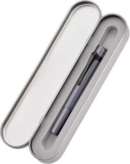 Hongdian M2 Black Forest Mini Fountain Pen, Medium Soft Nib & Sleek Shape Aluminium Short Pocket Travel Pen (Space Gray)