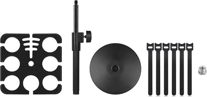 Multi Microphone Holder, Wired and Wireless Mic Holder for Stand, Hold Up to 7 Microphones, Aluminum, Black with stand