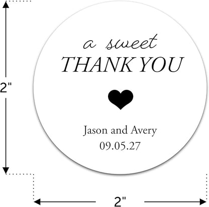 Personalized Wedding Stickers - Custom Wedding Envelope Seals for Invitations, Thank You Cards, and Save The Date (50-1000 Stickers) (Sweet Thank You)