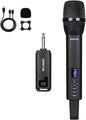 Rechargeable Wireless Microphone, Pro Handheld Cordless Mics System Dynamic with Echo Treble BASS VOL Control for Karaoke Singing Church Party, 1/4'' Output, D240, Black