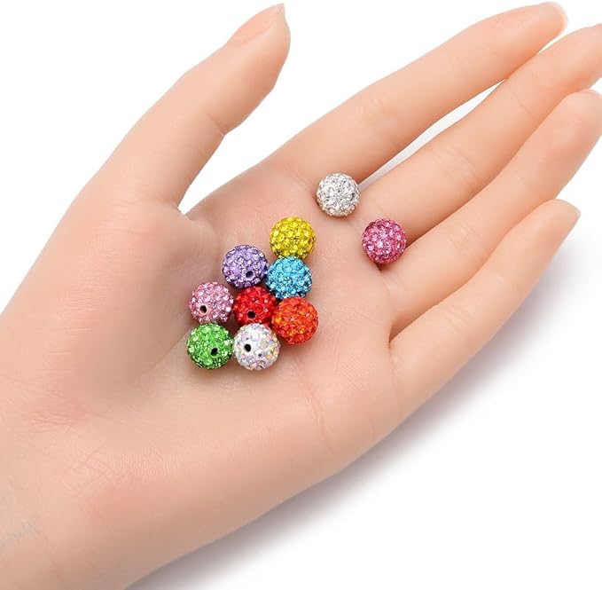 50pcs Adabele Grade A Suncatcher Crystal Rhinestone Pave Loose Beads 10mm Olivine Green Polymer Clay Disco Ball Spacers Compatible with Shamballa All Craft Jewelry Making DB10-17
