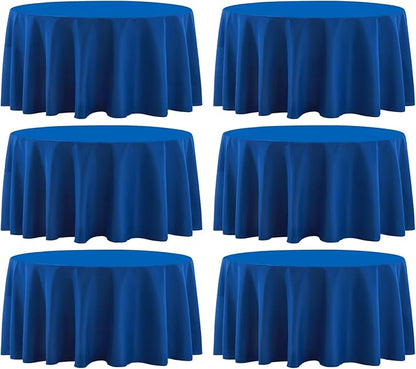 Round Tablecloth 6 Pack 108 Inch Royal Blue Tablecloths Washable Decorative Linen Polyester Table Clothes Cover for Dining Table Banquets Buffet Parties and Wedding