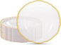 Hioasis 60pcs Clear Plastic Plates - Clear and Gold Disposable Dinnerware with Gold Rim, Heavy-duty, 10.25 inch, Dinner Plates for Party & Wedding