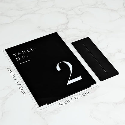 JINMURY Wedding Black Table Numbers 1-15 with Stands, 5"x7" Black Acrylic Table Numbers with White Font for Wedding Party Reception (1-15, 5"x7")