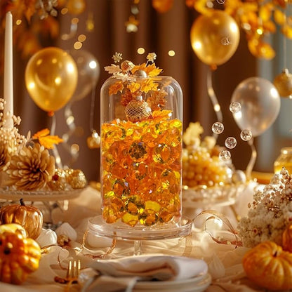 HappyFiller 720 PCS Mix 20mm,10mm Orange Acrylic Diamonds Gems Sparkling Fake Gemstones Rhinestones Jewel for Fall Vase Fillers,Halloween Autumn Decoration,Thanksgiving Table Reception Confetti,Crafts