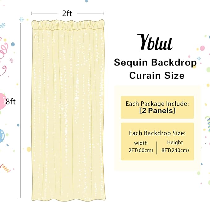 White Sequin Backdrop Curtain 2 Pieces 2FTx8FT Glitter Photography Backdrop for Party Wedding Birthday Christmas Decorations