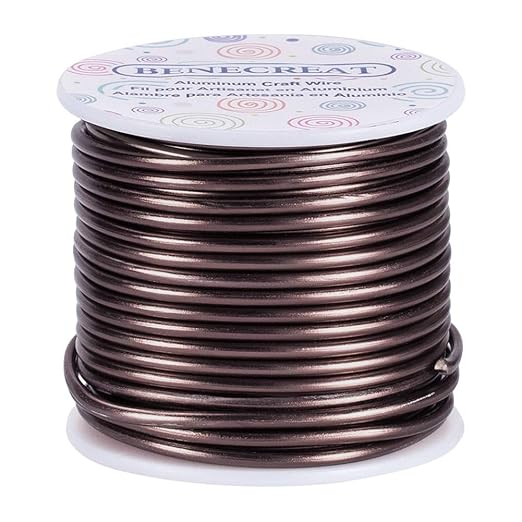 BENECREAT 9 Gauge 55FT Brown Jewelry Craft Wire Tarnish Resistant Bendable Aluminum Sculpting Metal Wire for Jewelry Craft Beading Work, Wreath, Tree Roots Model