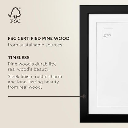 Opposite Wall - 50x70 cm - Black Solid Wood Picture Frame - Lightweight, Versatile & Shatterproof - Wall Hanging Photo or Poster Frame - Wall Decor for Office, Gallery & Home, 19 3/4 x 27 1/2 in