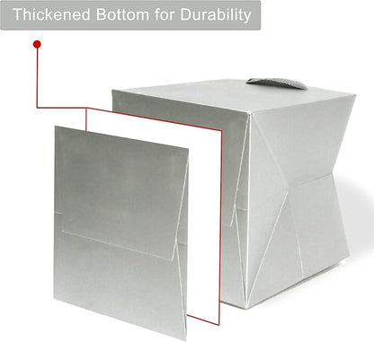 Silver Gray Paper Gift Bag Small Square Bottom Kraft Paper Bags with Handles for Wedding Baby Shower Birthday Party (Silver Grey, 8 x 8 x 8 in, 10 CT)