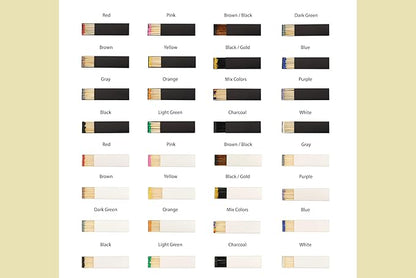Chandler Studio 10 Boxes - Wooden Matchsticks in a Blank Matchbox with White/Black Matchboxes Colorful Tips (4" Matchboxes, 10 Boxes)