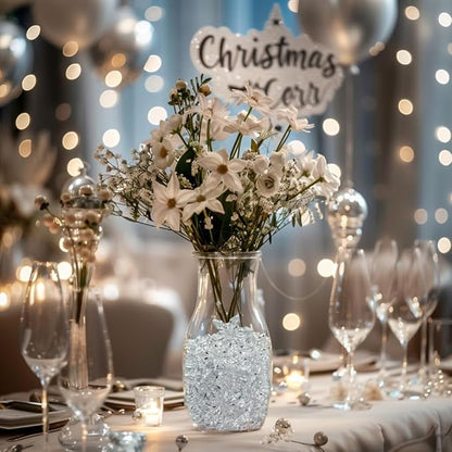 HappyFiller Sensory Bin Filler Gems 114 PCS Clear Mini Acrylic Snowflake No Holes Crystal Centerpieces for Vase Fillers,Home Decorations,Winter Table Scatters,Crafts,10 OZ