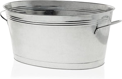 True Galvanized Tub, Large Ice Buckets for Parties, Beverage Cooler for Beer, Wine, Soda, Bottled Water, Rustic Beverage Tub, Drink Bucket for Indoor & Outdoor Party, 6.3 Gal (23.8 Liters), Set of 1