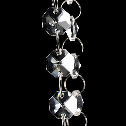 JOIKIT 52 Feet K9 Crystal Garland Strands, 14mm Crystal Chandelier String Beads Chain Clear Octagon Prism Diamond String for Decorations, Lamp, Wedding, Lobby