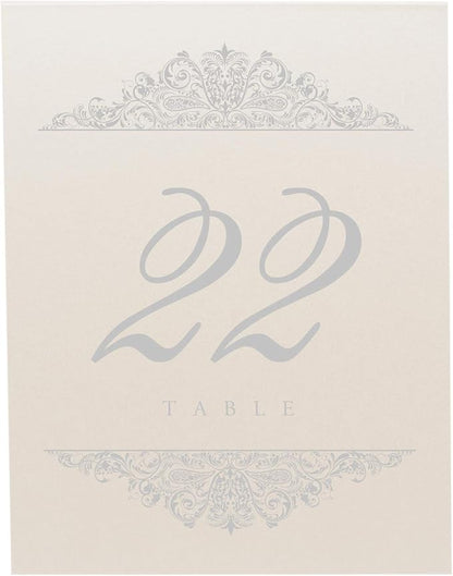 Paisley Wedding Table Numbers (Select Color/Quantity), Champagne, Silver, 1-175, Double Sided, Tent or Use in a Stand, Great for Parties & Restaurants - Made in the USA