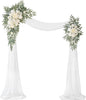 Artificial Wedding Arch Flowers Kit(Pack of 3),2Pcs Artificial Flower Arch Decor,1Pcs Sheer Drape for Wedding Ceremony Arbor for WeddingCeremony (White Rose Wedding)