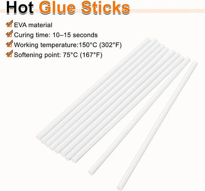 HARFINGTON 10pcs Hot Glue Sticks 0.28" Dia x 5.91" Long EVA Mini Hot Melt Adhesive Glue Stick for Hot Melt Gun Wood Plastic Glass Flowers Fabrics Foam, White