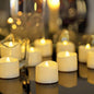 Homemory 48-Pack Novelty Flickering Flameless Tea Lights Candles, 200+Hours Battery-Operated LED Fake Candles for Wedding Table Centerpieces,Proposal,Anniversary, Ivory Base, Ø1.5'' × H1.3''