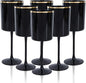 Ciaell 12 Pack 10 OZ Black Plastic Wine Glasses with Stem - Black and Gold Disposable Wine Glasses Perfect for Parties & Weddings & Toasting & Outdoors & Camping & Halloween
