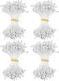 600-Pack Flower Stamens for Crafts, 5mm Double Heads Artificial Pearl Floral Pistil Mini Flower Pollens Stamens for DIY Making/Wedding/Scrapbook Decoration [White]