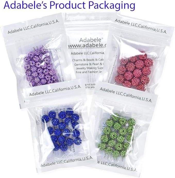 50pcs Adabele Grade A Suncatcher Crystal Rhinestone Pave Loose Beads 8mm Clear AB Polymer Clay Disco Ball Spacers Compatible with Shamballa All Craft Jewelry Making DB8-2