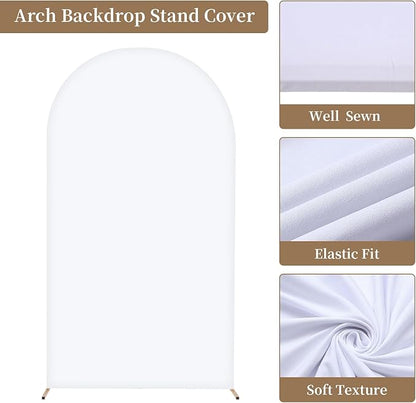 Metal Arch Backdrop Stand and Cover Set, 7.2FT, 6FT Party Backdrop, Easy to Assemble, Backdrop Stand for Parties, Birthday, Baby Shower