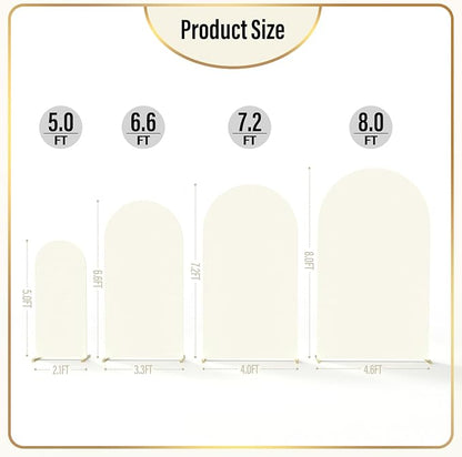 LEBENGURU Upgraded 6FT Wedding Arch Cover, Beige Spandex Fitted Arch Backdrop Cover, Round Top Chiara Stand Covers for Birthday Party Baby Shower Banquet Balloon Décor