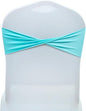MDS Pack of 125 Spandex Chair Sashes Bows Elastic Stretch Dining Chair Bands Ties Without Slider Buckle Universal fits for Wedding Baby Shower Birthday Party Banquet Event Decoration - Aqua Blue