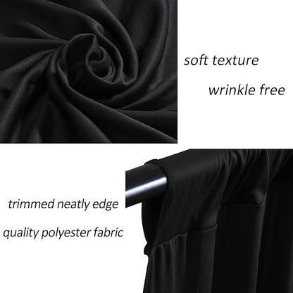 AK TRADING CO. 10 feet Wide x 12 feet Long Polyester Backdrop Drapes Curtains Panels with Rod Pockets - Wedding Ceremony Party Home Window Decorations - (Black)
