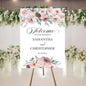 Welcome To Our Wedding Sign, Wedding Welcome Sign, Wedding Ceremony Welcome Sign, Floral Wedding Ceremony Welcome Sign, Pink Burgundy Gentle Bloom Flower, Customized Wedding Welcome Sign