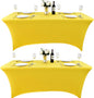 2-Pack 8ft Spandex Table Covers for Rectangle Folding Tables - Washable Elastic Tablecloth - Ultimate Fitted Table Protector for Birthday Parties, Trade Shows, Banquet