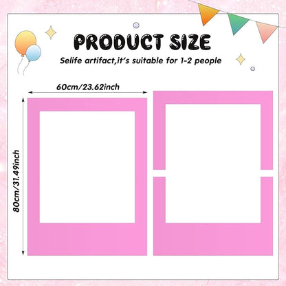 32 x 24 Inch Large Blank DIY Photo Booth Props Picture Frame Party Frame DIY Photo Booth Props Selfie for Birthday, Graduation, Christmas Holiday Party(Pink,Vertical)