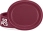 QZYL 50 Count Large Paper Plates, 12.2'' X 10.2'' Oval Wine Red Disposable Paper Plates Daily Dinner Plates Heavy Duty Paper Plates Party Decorations for Birthday Wedding Formal Dinner Holiday