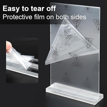 Acrylic Sign Holder 5.5x8.5 Inches 8 Pack, Double Sided Vertical Clear Display Stand, Plastic Frame Flyer Holder for Tabletop, Office, Restaurant, Store