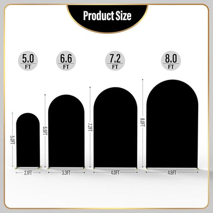 LEBENGURU Upgraded 6FT Wedding Arch Cover, Black Spandex Fitted Arch Backdrop Cover, Round Top Chiara Stand Covers for Birthday Party Baby Shower Banquet Balloon Décor