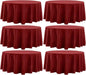 Round Tablecloth 120 Inch Tablecloth 6 Pack Red Table Cloths Washable Decorative Linen Polyester TableClothes Cover for Dining Table Banquets Buffet Parties and Wedding