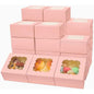 Bakepacker Pink Bakery Boxes with Window 6x6x3 inches Thick & Sturdy Macaroon Pastry Boxes Cookie Boxes for Bakerys（60-Packs）