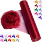 Crystal Organza Fabric Tulle - 16" by 50 Yards Sheer Fabric for Wedding Party Decoration Bridal Shower Tutu Roll Netting Spool Ribbon Wrapping (Burgundy)