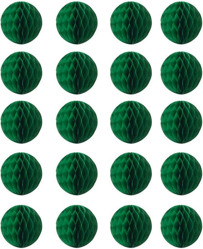 20pcs Honeycomb Decoration Paper Flower Balls Tissue Paper Pom Poms for Birthday Wedding Home Decor (6inch, Dark Green)