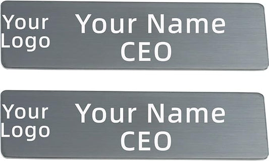 2pcs Stainless Steel Black Custom Name Tags with Pin or Magnet Adhesive Tape,Personalized Name Tags,Custom Metal Name Tag for Employee,Workers,Cops,Nurses,Doctors,Teachers(Black x 2)