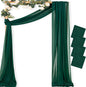 MLMC Emerald Green Wedding Arch Draping Fabric 4 Panels 29" x 20 FT Extra Long Gauze Drapes Sheer Backdrop Curtains 6.6 Yards Outdoor Drapery Panels for Wedding Ceremony Party Ceiling Decoration