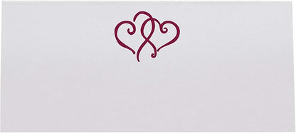 Linked Hearts Place Cards, Burgundy (Choose Color), Set of 25, Pre-cut and Scored - Wedding, Party, Dinner, and Special Events - Made in the USA