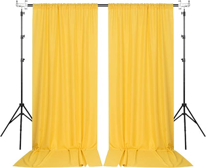 Yellow Backdrop Curtain for Parties Rod Pocket Yellow Curtains Photography Backdrop Drapes Privacy Fabric Spring Decoration for Birthday Party Wedding Baby Shower Home Decor, 5ft x 10ft, 2 Panels