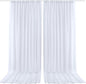 PARTISKY 10x10ft White Chiffon Sheer Backdrop Curtains (2 Panels 5x10ft Each) -Wrinkle-Free Drapes for Wedding, Birthday Party & Photography Stage Decor
