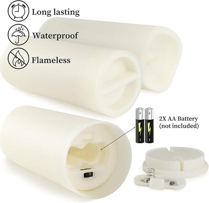 Set of 24 Waterproof Outdoor Flameless Candles,Realistic LED Candles with 4 Remote and Timer,(H 4" 5" 6" x D 2.2"),for Halloween Wedding Festival Decor.