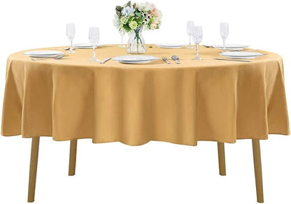 90 inch Round Tablecloth Washable Polyester Table Cloth Decorative Table Cover for Wedding Party Dining Banquet（90 inch,Gold）