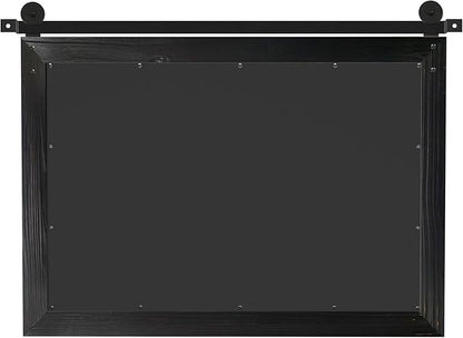 COGOOD Farmhouse Barn Door Mirror - 29" x 22" Rustic Wood Framed Wall Mirror for Bathroom, Living Room, Entryway Wall Decor (Black)