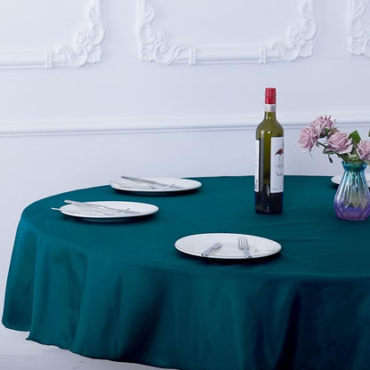 Ascoza 2pack 90 Inch Peacock Blue Round Tablecloth in Washable Polyester Fabric for Wedding/Banquet/Restaurant/Parties…