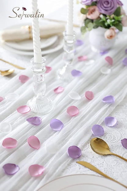 Serwalin 300Pcs Silk Rose Petals Artificial Flower for Weddings Proposal - Purple Pink for Romantic Night, Flower Girl, Bridal Shower Table Decor (4 Color Mixes)