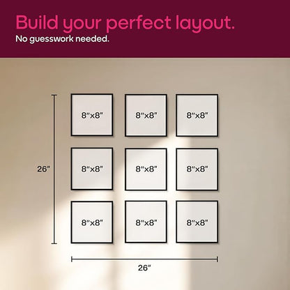 Mixtiles Official - Custom Photo Tiles - Personalized Printed Photos - Magnetic Wall Frames - Adhesive Sticker, No Nails - Various Sizes and Frames - 8x8-9Tile - Canvas Frame
