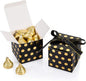 AWELL Black Gift Candy Box with Gold Dots Bulk 2x2x2 inches with Ribbon Party Favor Box, Gold Dots,Pack of 50